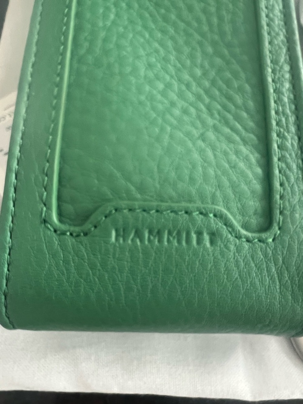 Hammitt Sunny Sleeve Lime Zest Green Brushed Silver Pouch with Red Accent - Picture 6 of 9